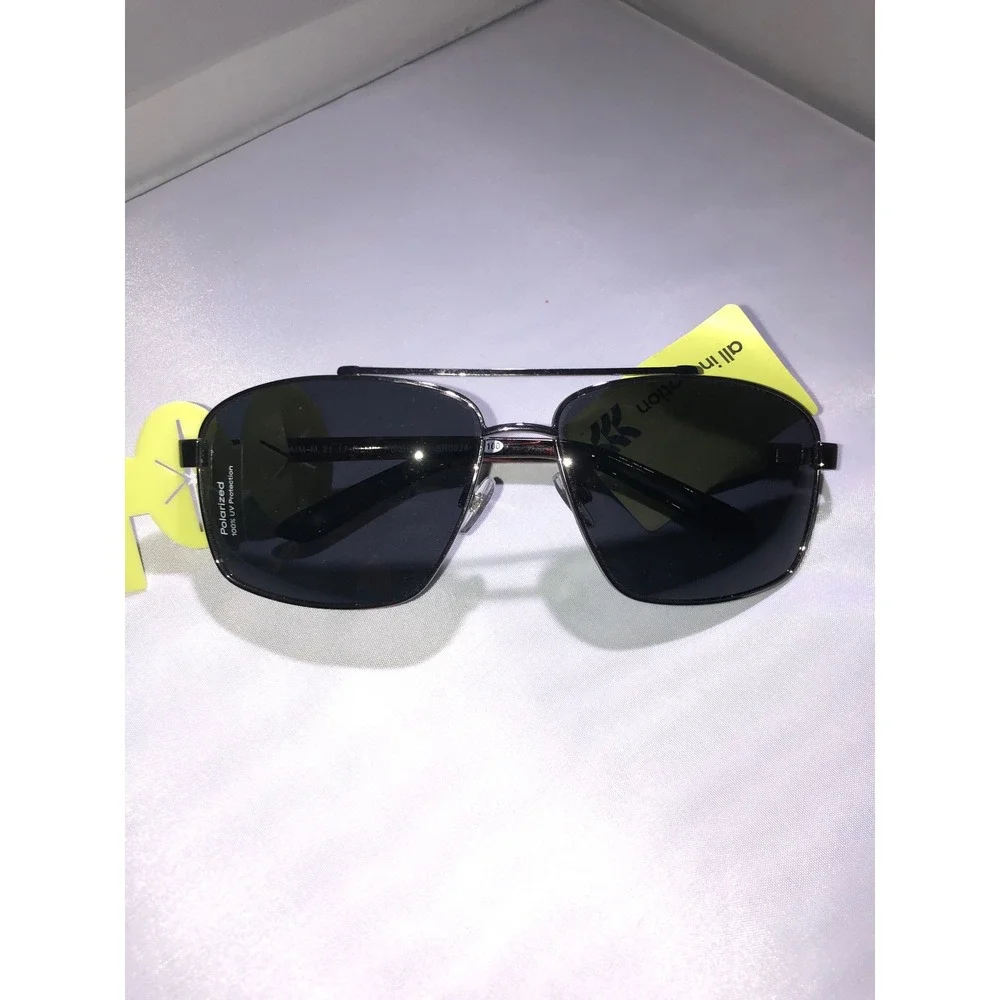 All In Motion Polarized Sunglasses Gunmetal Square Aviator AIM-M 21 17 GUN NWT